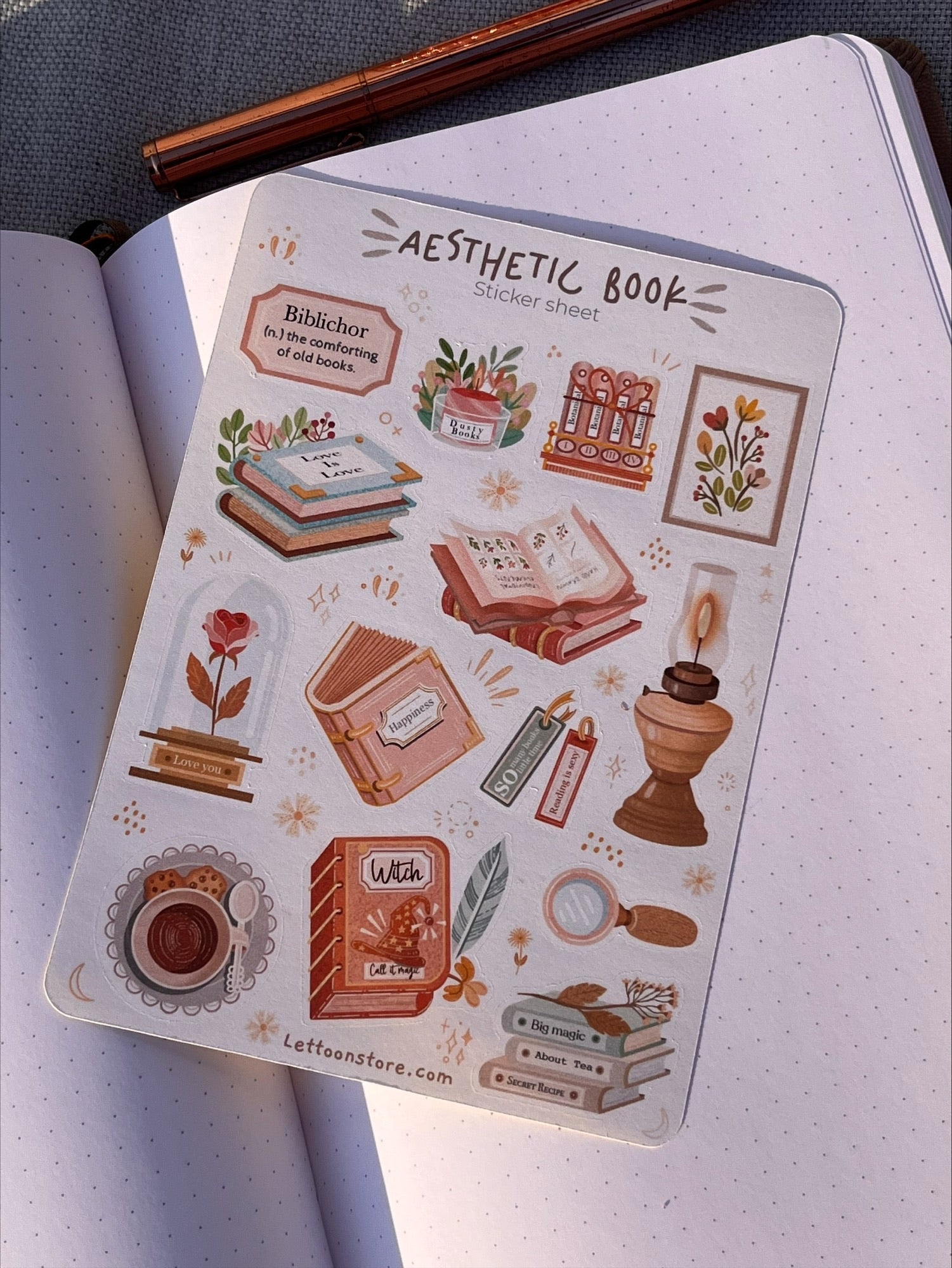 Sticker Sheet Aesthetic Book Journal Stickers, Book Bundle Stickers,  Planner Stickers, Created by Lettoon 